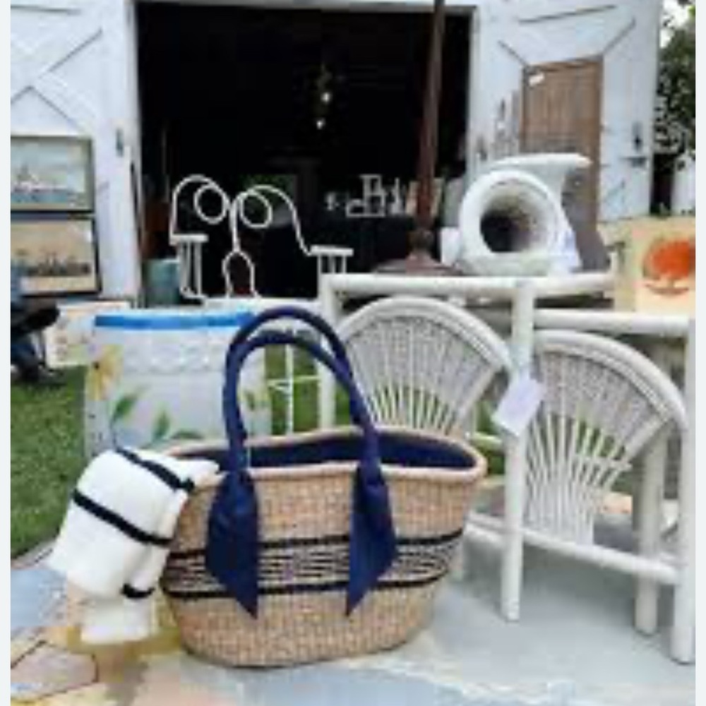 Stylish Blue and Natural Tote Bag - Picture 2 of 5